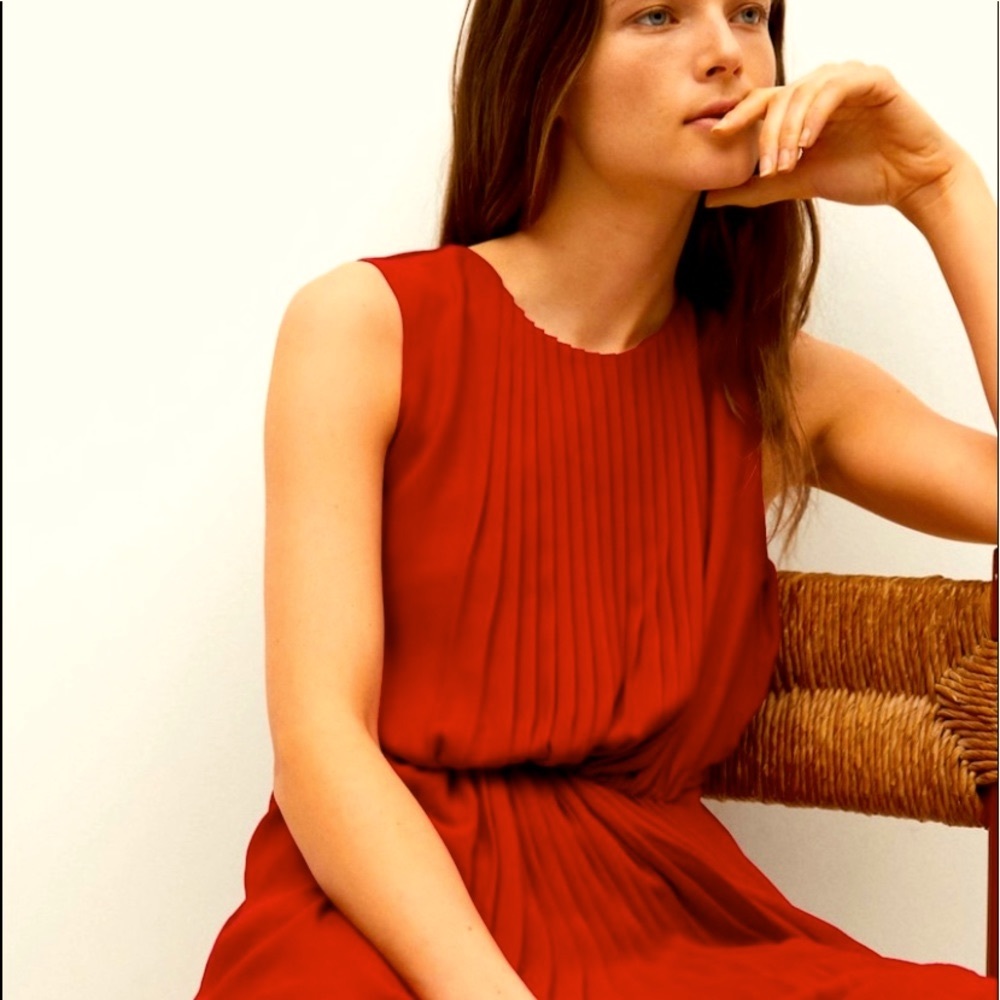 Mango Pleated Red Dress